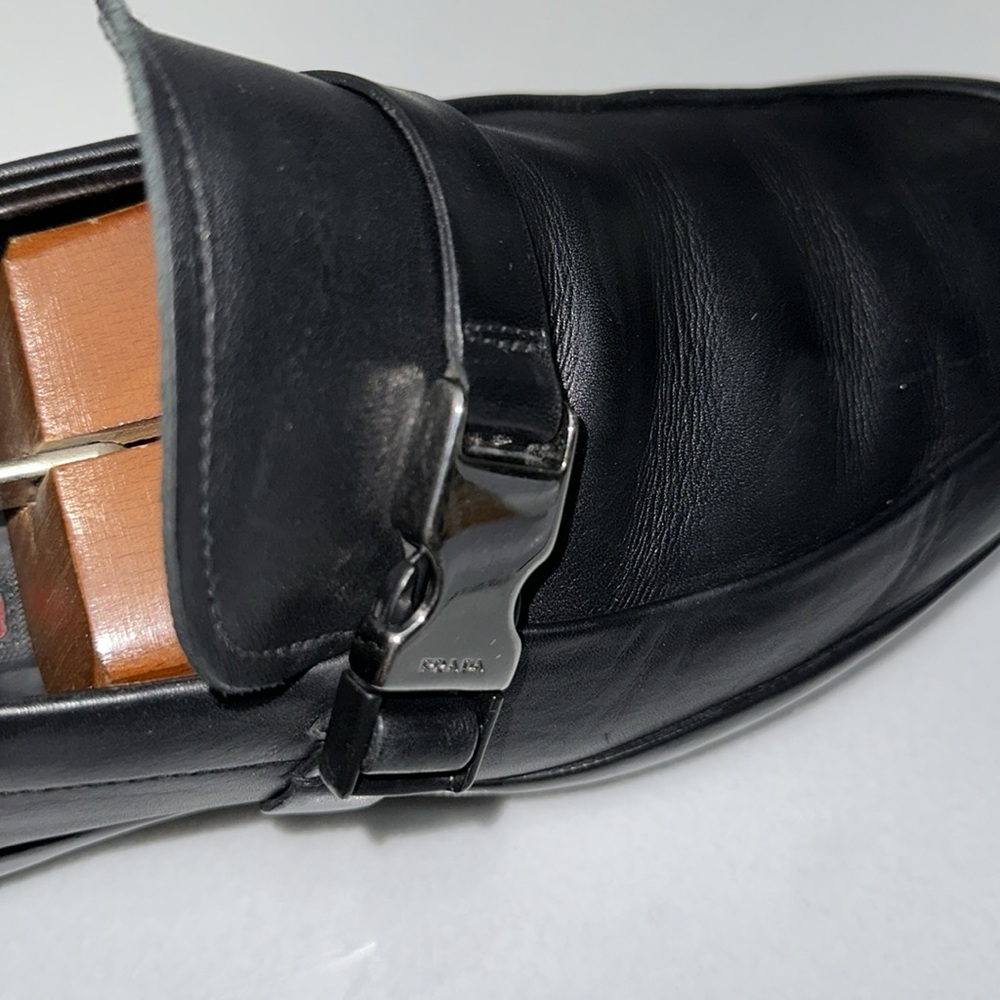 Prada men’s Spazzolato Rois buckle loafers size 9.5 PS1187 black leather shoes - Picture 12 of 12